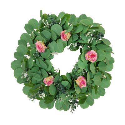 China Hot Sale Romantic Green Vines Wreath Hanging DIY Christmas Eucalyptus Artificial Garland For Wedding Decorations for sale