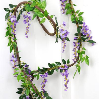 China Wholesale Durable Wedding Hanging Decorative Flower Artificial Silk Wisteria Garland Vine For Home Decor for sale