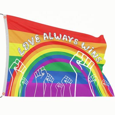 China Wholesale Stock Cheap Hanging 3X5FT Rainbow LGBT Banners Pride Gay Free Flag China Bunting for sale