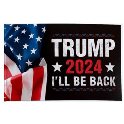 China Goods Wholesale 100% Polyester Ready To Ship Plug America Back I Will Be Trump 2024 Back Banner Donald Trump Flag for sale