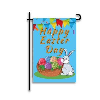 China Durable Wholesale 12x18 Inch Stock 30x45cm Double Sided Sublimation Happy Easter Egg Basket Garden Flag Banner for sale