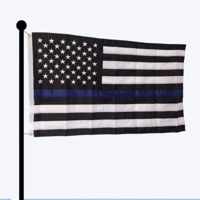 China Wholesale 3' x 5 ft North America Live Matter Police Honoring Police Officer Embroidery Thin Blue Line USA Flag for sale