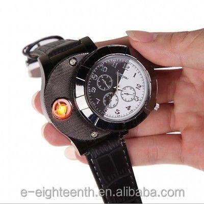 China New Day/Date Men's Watch USB Battery Electronic Cigarette Lighter Wrist Watch for sale