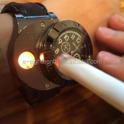 China Lighter Military Watch Alarm Free Sample Factory Casual USB Wrist Watch With Flameless Cigarette Windproof Cigar Lighter Watch for sale