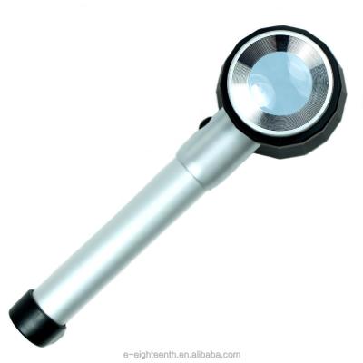 China Hot 10X Glass Zinc-Aluminum Alloy Handheld Optical LED Magnifying Glass Lighted Jeweler Magnifying Glass with Scale for sale