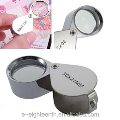 China 2020 New Mini Magnifying Glass Jeweler Loupe 30x Model 21mm Metal Magnifying Glass Magnifier Glass for sale