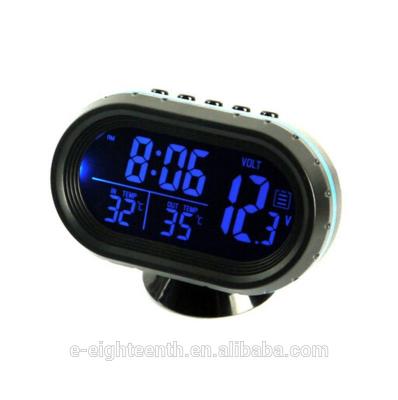 China Car LED Backlight LCD Inside/Outside Thermometer Voltage Meter Clock Alarm Timing ET-S125 for sale