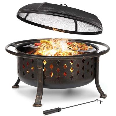 China High Quality Outdoor Fire Stocked Pit Mesh Fire Pit Pan Metal Charcoal Brazier Grill for sale