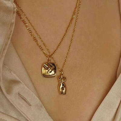 China Lead Free Nickel Free 18K Gold Plated Single Face Body Figure Gold Necklace Women Gift Pendant Necklace for sale