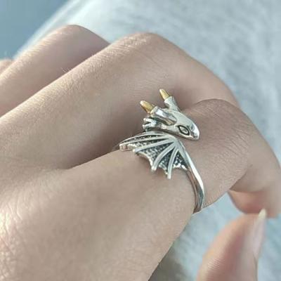 China Personalized Tik Tok Rings Hip Hop Jewelry Hot Sale Mens Jewelry Dragon Ring Adjustable Hip Hop Retro for sale