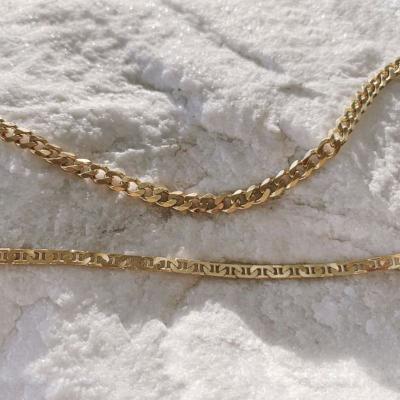 China Vintage 18K Snowflake Figaro Chain Simple Gold Plated Stainless Steel Anklet Titanium Jewelry Steel Anklet for sale