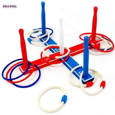 China Bellwell Excellent Quality MDF +Plastic/Wooden Rope Ring Toss Game Jute Ring Family Sport Game for sale