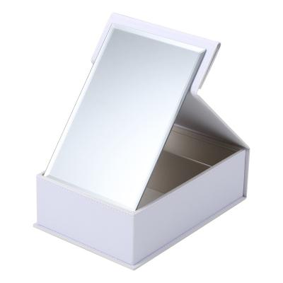 China Personalized Hot 2023 Beauty Outdoor  Multi color Customizable  leather  PortableFoldable Storage Box Makeup Mirror for sale