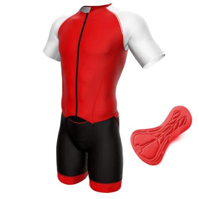 China Breathable Triathlon Cycling Suit Custom Skin Logo Mens Breathable Short Sleeve Clothing With Gel Padded for sale