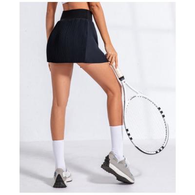 China Popular women's breathable quick-dry sportswear elastic waist high split tennis side skirts with underwear for sale