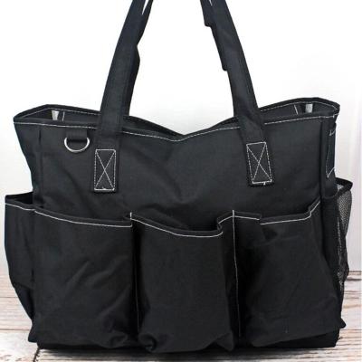 China Easy in Carry Designer Unisex Handbags Zip Top Personalized Bags Black Canvas Organizing Utility Tote Bag for sale