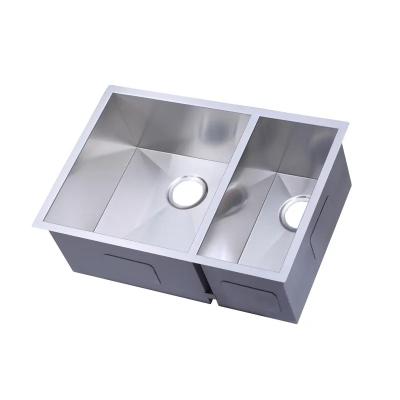 China Kitchen Sink Handmade Sink Stainless Steel Undermount Double Bowls Sink for sale