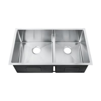 China Full Tested Stainless Steel Low Divide Kitchen Sink With Big Drainboard for sale