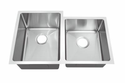 China Manual doble del fregadero de cocina de Undermount del cuenco hecho con la superficie pulida en venta