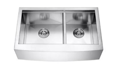 China Double Apron Front Farmhouse Stainless Steel Kitchen Sink Undermount Handmade for sale