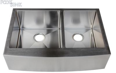 China Modern Farmhouse Apron Front Stainless Steel 304 Double Bowl Kitchen Sink for sale