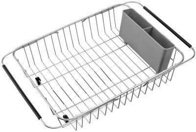 China 304 Stainless Steel Kitchen Sink Accessories Pull Out Dish Drying Basket Shelf for sale