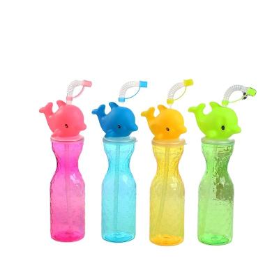 China Cartoon Viable Juice Milk Tea Drink Plastic Heteromorph Clear Straw Cups for sale