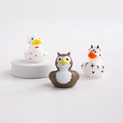 China Toy New Trendy Cute Cognitive Floating Cartoon Owl Ducks For Bathtub Squeaky Rubber Blue for sale