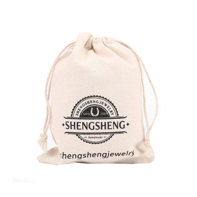 China Custom Printed Eco-Friendly Reusable Size Muslin Pouch Customize LOGO Custom Cotton Drawstring Bag for sale