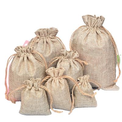 China Factory wholesale 13x16cm hemp shopping bags nature jute pouch drawstring rice recyclable bag for sale