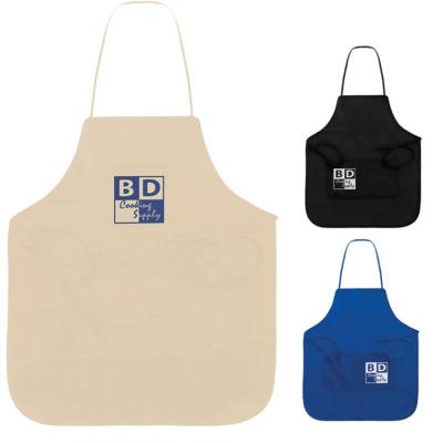 China Wholesale Custom Plain Dyed Logo Cotton Polyester Waterproof Chef Cooking Aprons For Cafe Restaurants Kitchen Apron for sale