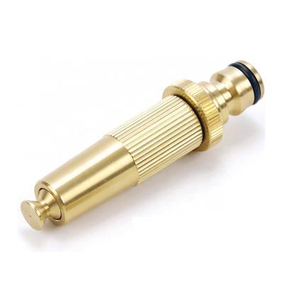 China Outdoor Adjustable Flow Controls Variable Garden Hose Sprayer Quick Connect 0.5 Inch Male Solid Brass Spray Nozzle for sale