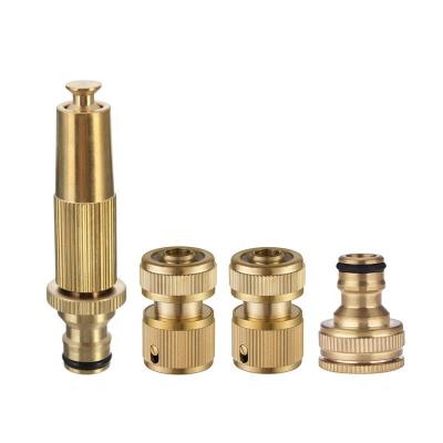 China Garden 4 Pcs Variable Flow Controls Brass Hose Fitting Set Including Spray Nozzle and Quick Connectors for sale