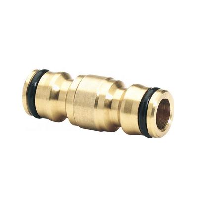 China Quick Plug Brass Metal Hose End Double Male Connector For Outdoor Irrigation for sale