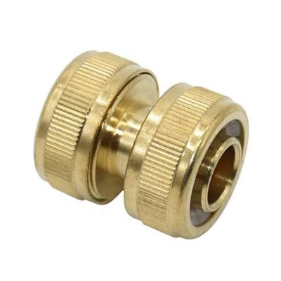 China Brass Water Hose Mender End 3/4 Inch Double Bronze Garden Irrigation Connector for sale