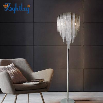 China Lighting Works Modern Italian Design Floor Lamp Classic Gold Silver Iron Tassel Led Floor Light For Living Room Lobby Hall Home Decoration for sale