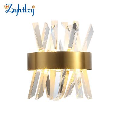 China Ignition Works High Quality Indoor Indoor Led Wall Lamp Sconce Luxury Nordic Aisle Wall Decorative Gold Crystal Light For Home Living Room for sale