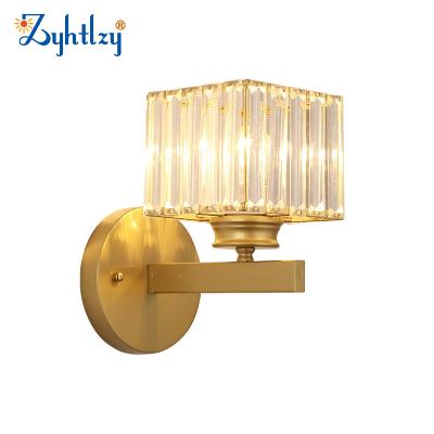 China Lighting Works Cheap Crystal Luxury Home Decor Gold Square Wall Light Modern Black Wall Sconce Lamp For Near Bedroom Living Room Hotel for sale