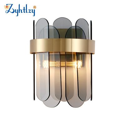 China Lighting Works 2022 Best Selling Luxury Gold Nordic Indoor Modern Glass Wall Lights Decoration Wall Sconce Lamps for Bedroom Home Bathroom for sale