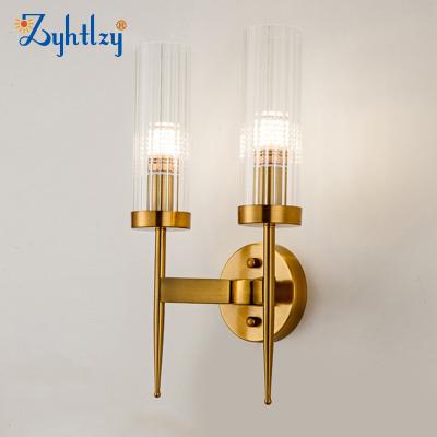 China High Quality Well-designed Creative Classic Led Glass Sconce Lighting Functions Wall Lamps Gold Wall Sconce Lighting For Bedroom Living Room Near Home for sale