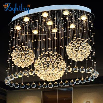 China Factory Sale Indoor Outdoor Mounted Oval Crystal Ceiling Lights Fixtures Led Home Decor Raindrop Ball Ceiling Lamps For Living Room Dining Room for sale