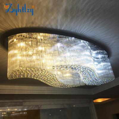 China Hot Sale Large Modern Oval Crystal Ceiling Light Hanging Lamps Outdoor Mounted High Ceiling Lamp for Hotel Project Lobby Mall Home Decor for sale