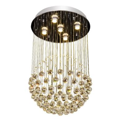 China Luxury Modern Classic Hotel Lobby Round Mount Crystal Raindrop Chandeliers Ceiling Pendant Light Lamp Outdoor Flush Chandelier for sale