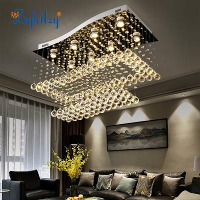 China Surface Mounted Luxury Modern K9 Crystal Ceiling Lights Chrome Classic Minimalist 110V Two Layer Led Ceiling Chandelier Light For Living Room for sale