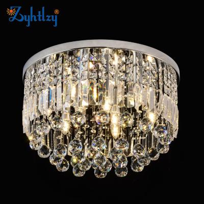 China Customized Outdoor Mounted K9 Crystal Raindrop Chandelier LED Crystal Ceiling Lights Round Crystal Ceiling Lamp for Living Room for sale