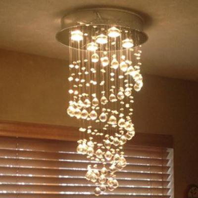 China Modern Luxury Spiral Crystal Chandelier Hanging Light Led Crystal Water Drop Pendant Lamp Manufacturer For Bathroom Dining Room for sale