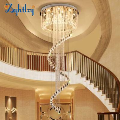 China Crystal Spiral Lights Living Room LED Pendant Ceiling Light Modern Villa Stair Chandelier Crystal Ball Fixture Hanging Home for sale