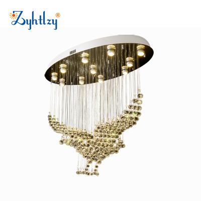 China Modern Classic Oval Eagle Pendant Light Decorative Ceiling Lights K9 Crystal Raindrop Chandelier for Living Room Dining for sale