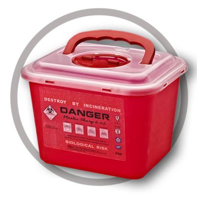 China 6 Litre Sharps disposal container, Sliding Lid, Red,Sharps Container  | WinnerCare for sale