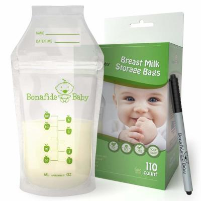 China Breastmilk Storage Bags, 110 cunt 6oz 180ml Breast Milk Storage bag,BPA and BPS-Free - Nontoxic Marker Included for sale